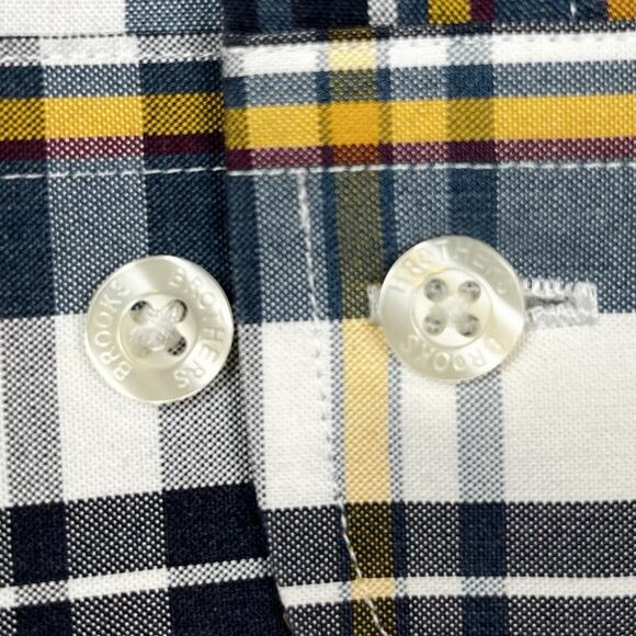 BROOKS BROTHERS Big&Tall Long Sleeve Shirt Non Iron 1XL Blue Yellow Plaid Preppy - Picture 5 of 14